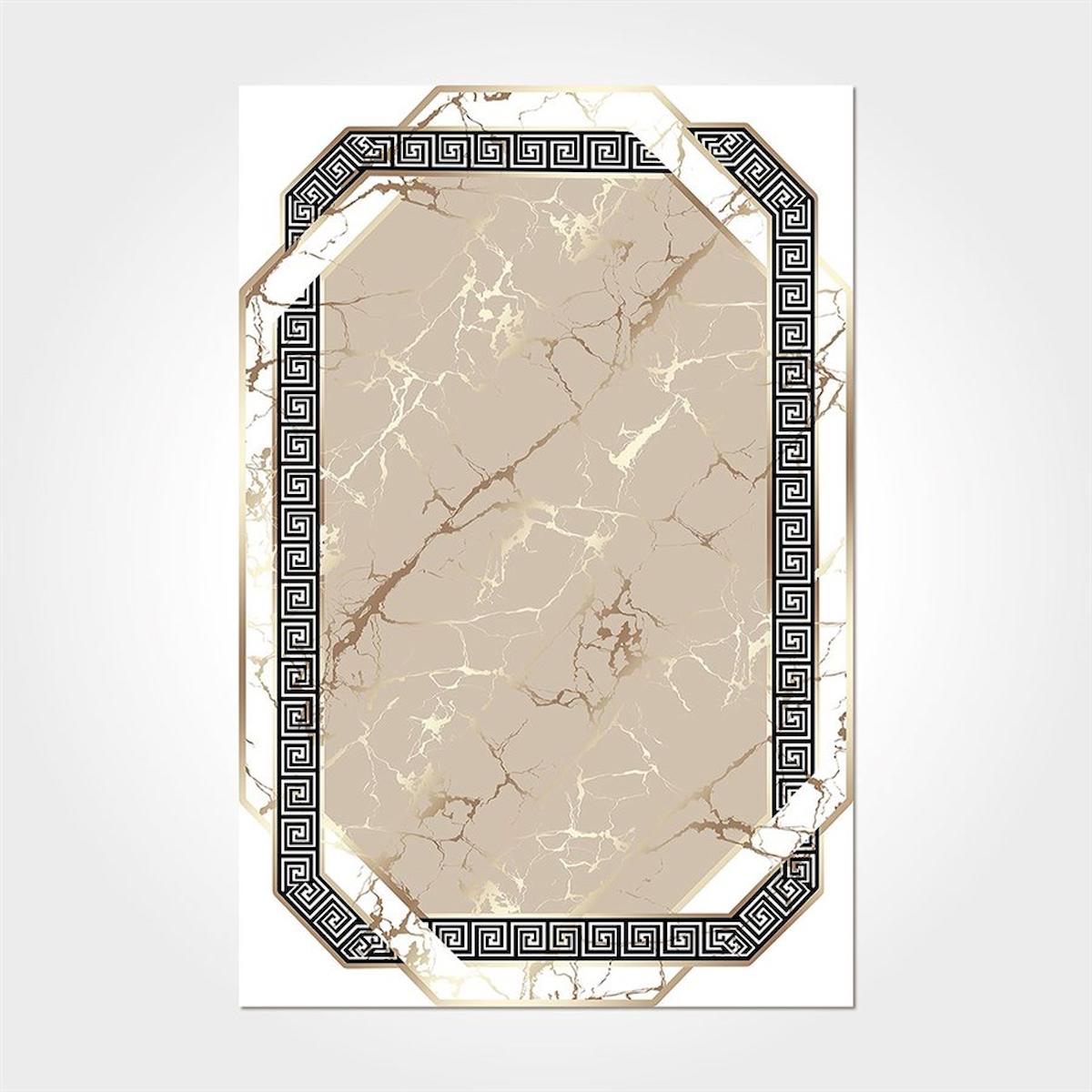 Crea Halı 2325PC Vizon Pamuk-Polyester Yıkanabilir İnce Kaymaz Pamuk Taban Dikdörtgen Makine Dokuma Salon Halısı 160x230 cm