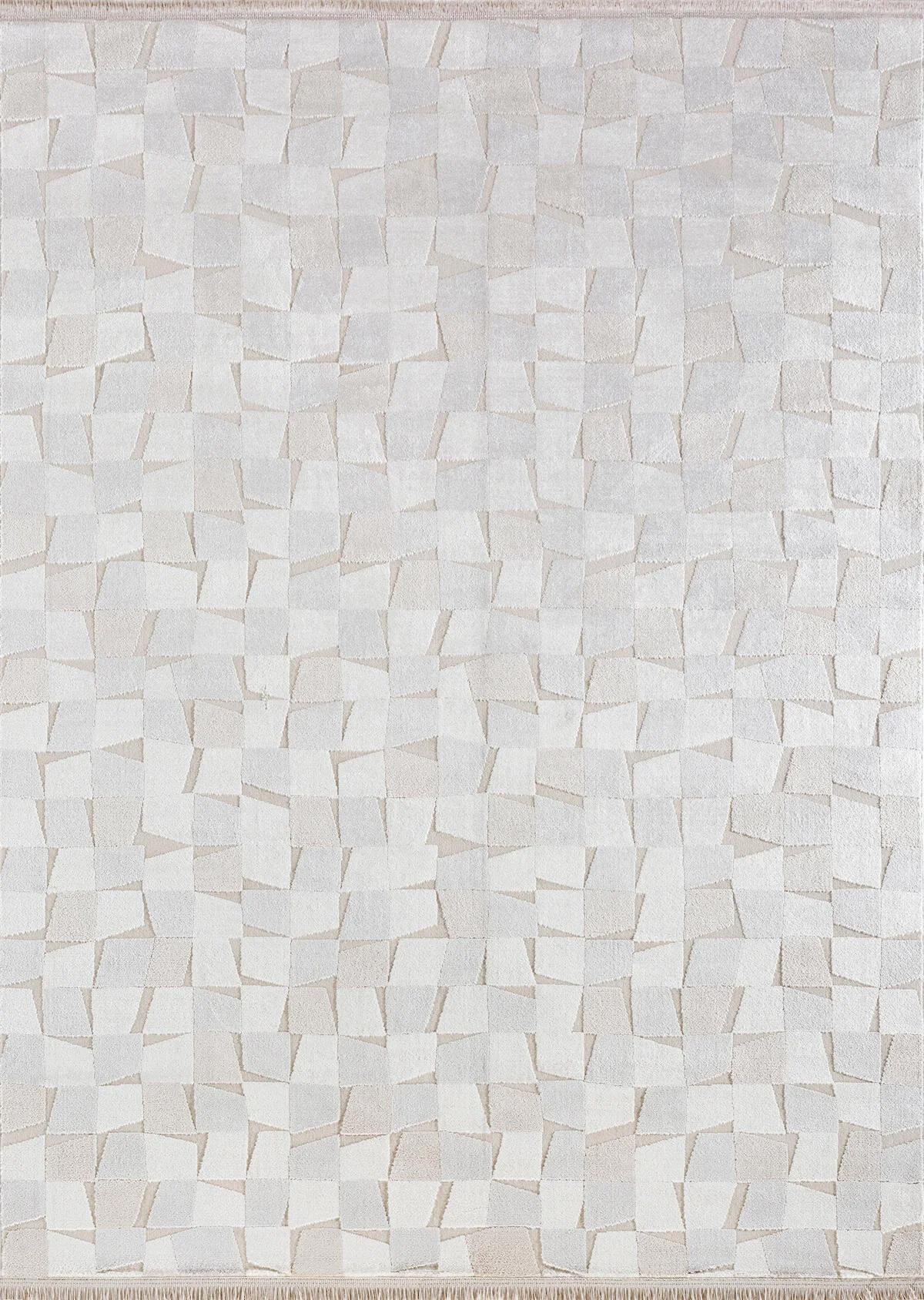 Athena Concept Gloria Krem 10 mm İpek Yıkanabilir Kalın Kaymaz Pamuk Taban Dikdörtgen Makine Dokuma Salon Halısı 160x230 cm