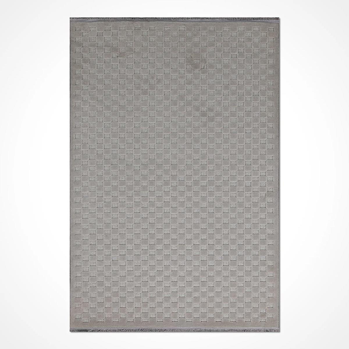 Crea Halı Havai HP05 Krem 7 mm Polyester Antibakteriyel Yıkanabilir Orta Geometrik Dikdörtgen Makine Dokuma Salon Halısı 140x600 cm