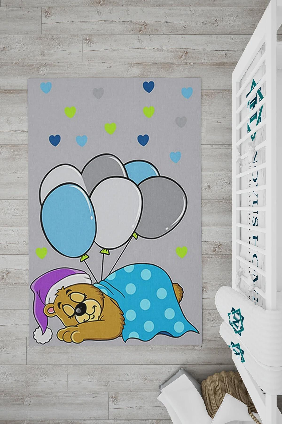 Novus Home Punto Serisi Gri 7 mm Polyester Antibakteriyel-Toz Tutmaz-Yalıtıma Yardımcı Yıkanabilir İnce Kaymaz Taban Dikdörtgen Makine Dokuma Çocuk Odası Halısı 80x120 cm