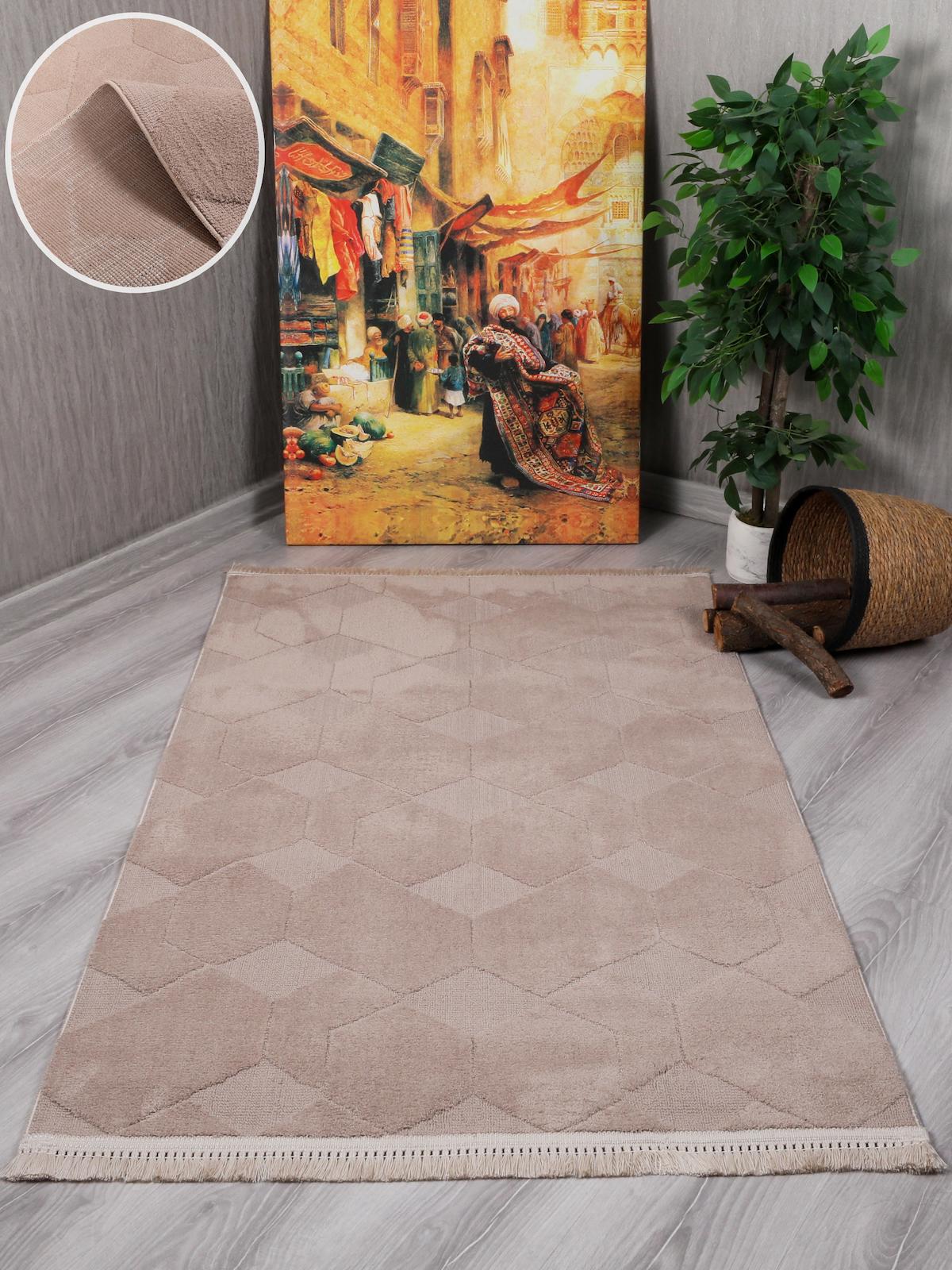 My Evilla Vizon 10 mm Mikropolyester Yıkanabilir Kalın Kaymaz Dikdörtgen Makine Dokuma Salon Halısı 80x500 cm