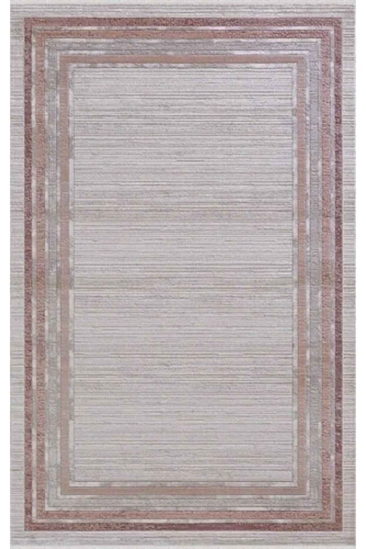 Merinos  Diyez 34930 Pembe 9.5 mm Akrilik Yıkanabilir İnce Kaymaz Dikdörtgen Makine Dokuma Salon Halısı 140x200 cm