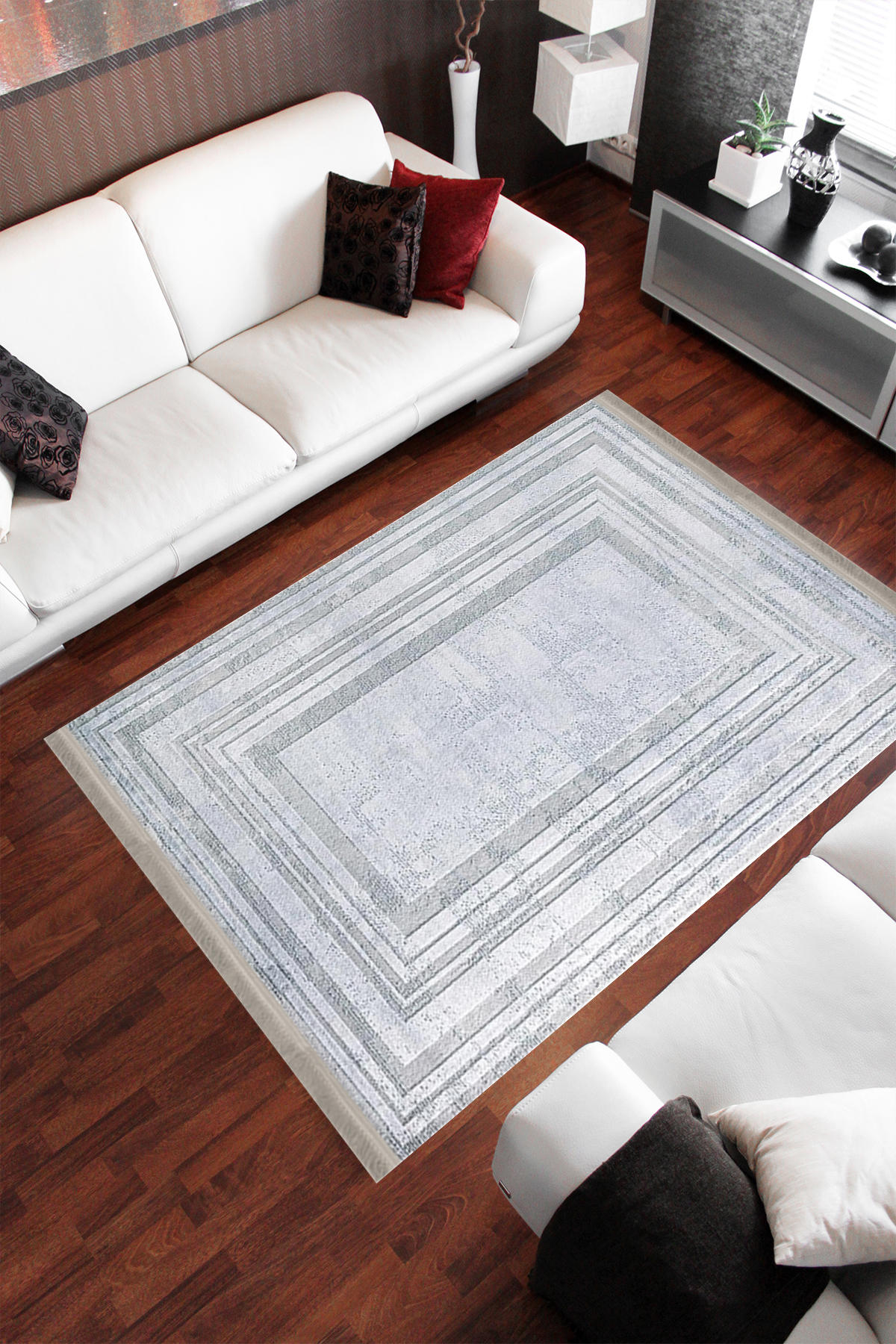 Homier Collection H-DK-5064A Çok Renkli 7 mm Pamuk Antibakteriyel Yıkanabilir Orta Kaymaz Dot Taban Dikdörtgen Makine Dokuma Salon Halısı 140x300 cm