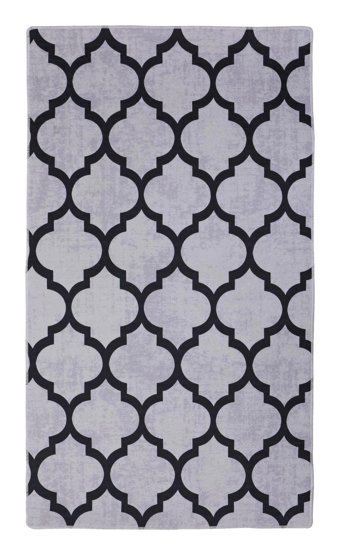 Dijidekor Maça Gri 6 mm Polyester Yıkanabilir Orta Kaymaz Dot Taban Dikdörtgen Makine Dokuma Salon Halısı 80x150 cm
