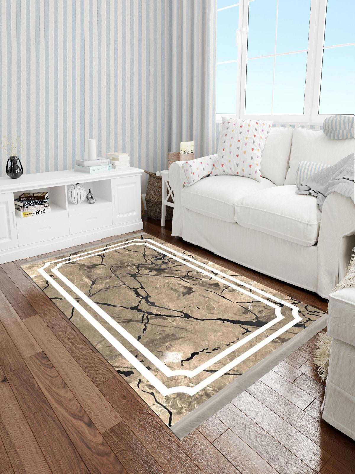 Enbe Collection E-ST1001A Çok Renkli 5 mm Pamuk Antibakteriyel Yıkanabilir Orta Kaymaz Dot Taban Dikdörtgen Makine Dokuma Oturma Odası Halısı 160x230 cm