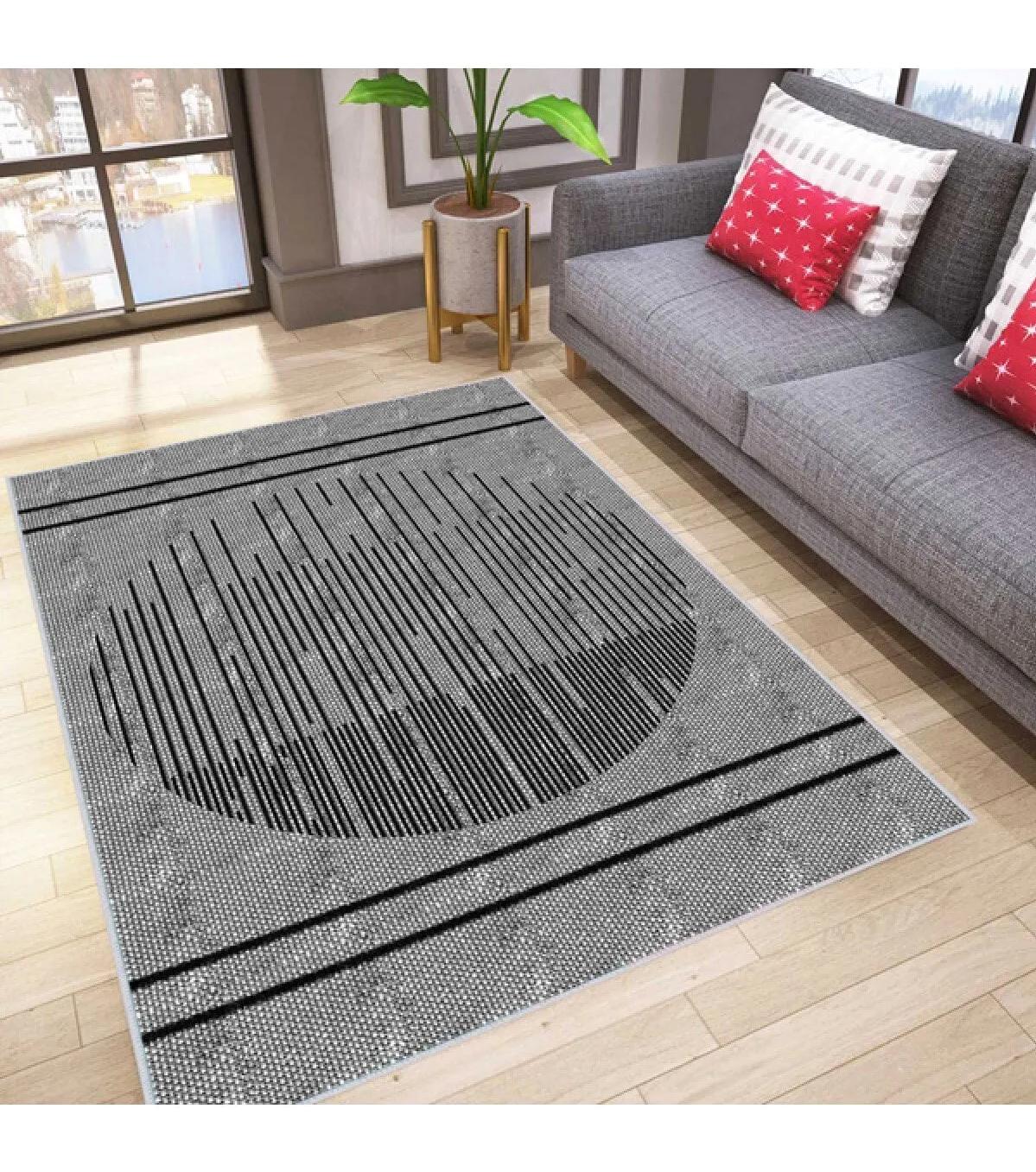 Rovigo Home RVG0028-SD918 Gri 8 mm Polyester Yıkanabilir Orta Kaymaz Dot Taban Dikdörtgen Makine Dokuma Salon Halısı 200x300 cm