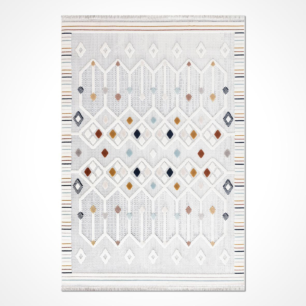 Crea Halı Rey 1801A Krem 8 mm Polyester Toz Tutmaz Yıkanabilir Orta Dikdörtgen Makine Dokuma Salon Halısı 200x300 cm