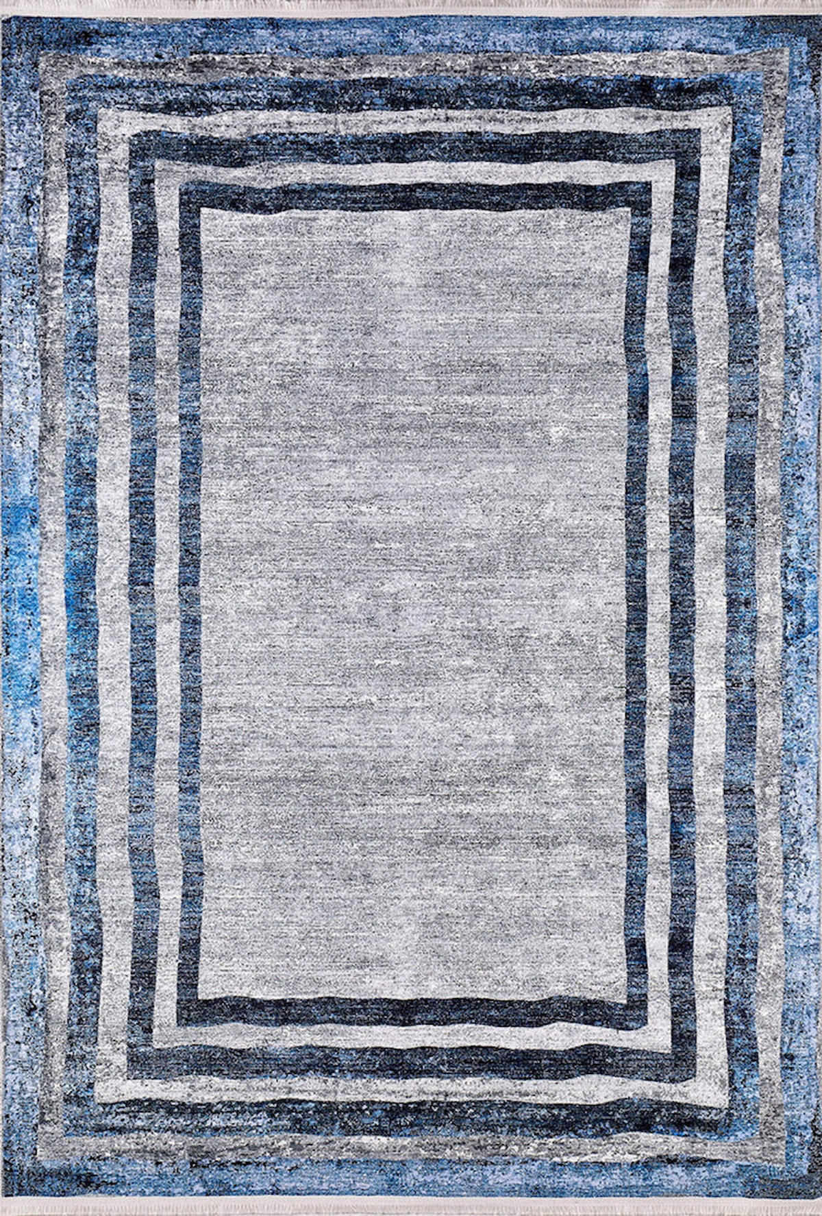 Halı Atölyesi HA204 Gri-Lacivert 5 mm Pamuk Hipoalerjenik Yıkanabilir İnce Kaymaz Taban Dikdörtgen Makine Dokuma Salon Halısı 133x190 cm