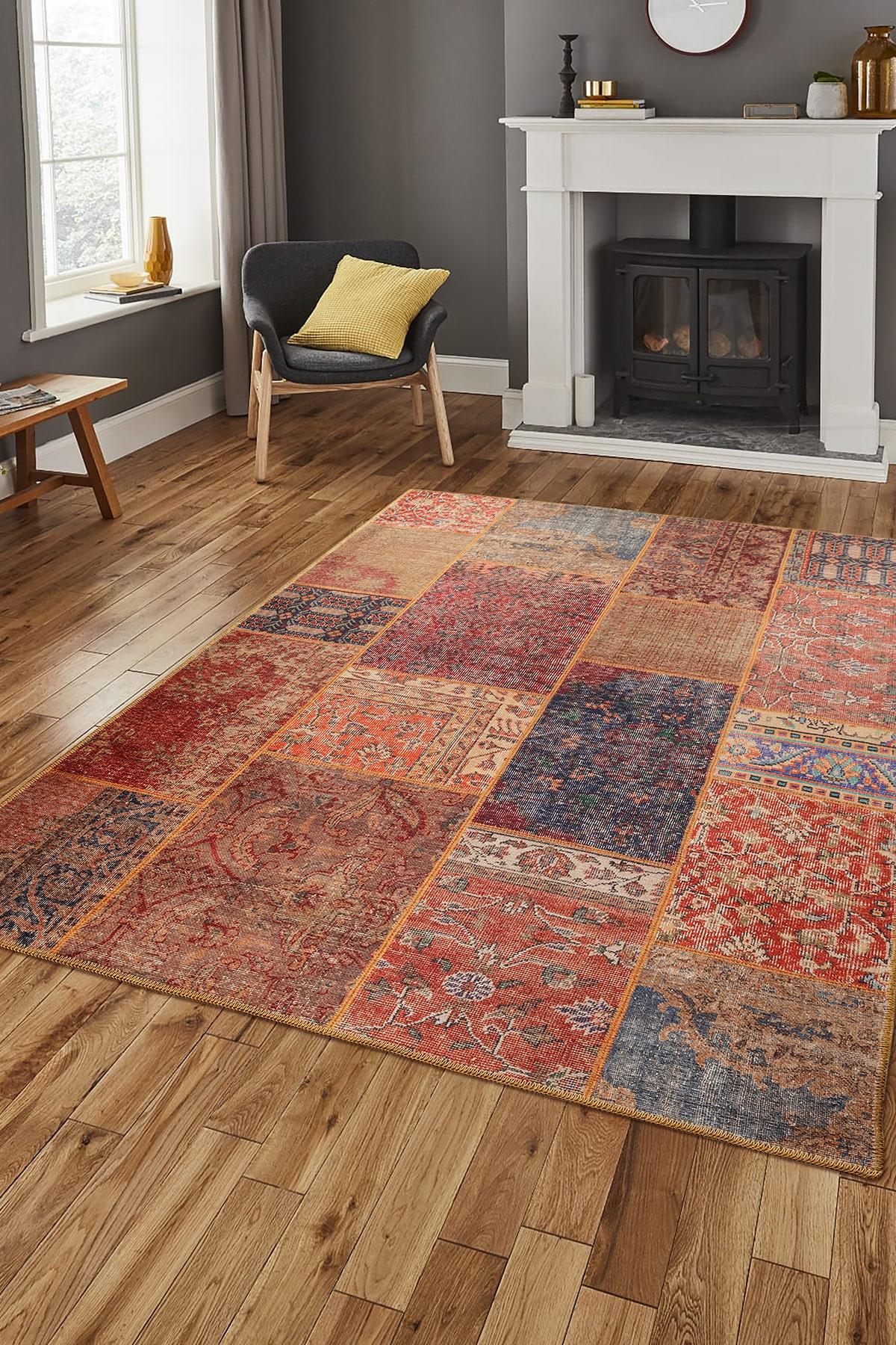 Artloop AL-16 Krem 4 mm Polyester Yıkanabilir İnce Kaymaz Jüt Taban Dikdörtgen Makine Dokuma Salon Halısı 140x220 cm