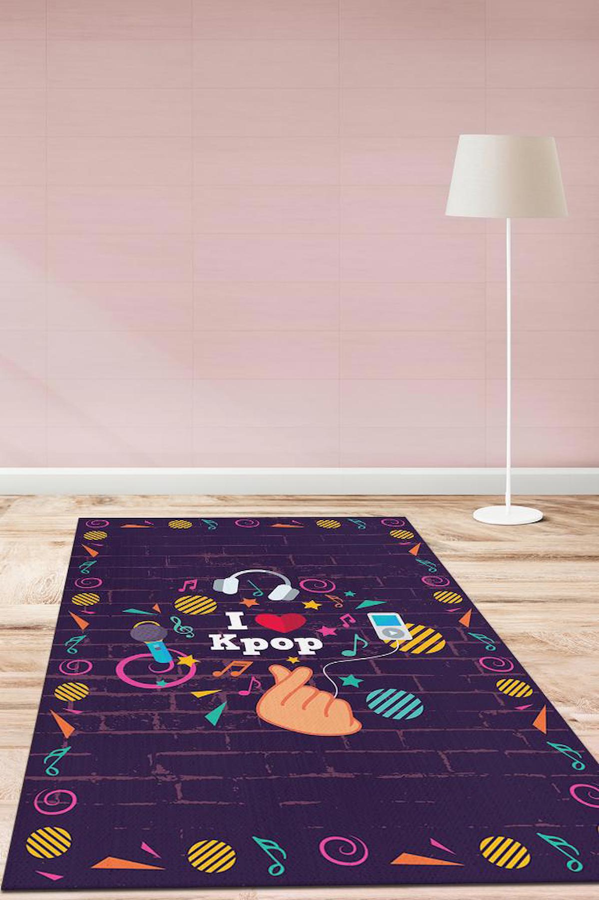 Homshtag K-Pop Krem 4 mm Pamuk Antistatik Yıkanabilir İnce Kaymaz Dikdörtgen Makine Dokuma Genç Odası Halısı 80x150 cm