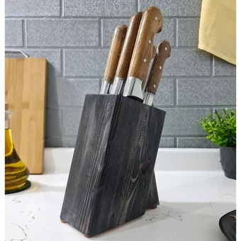 Lazbisa Hand Craft 6 Parça Mutfak Bıçak Seti Stant Et Ekmek Sebze Meyve Bıçak