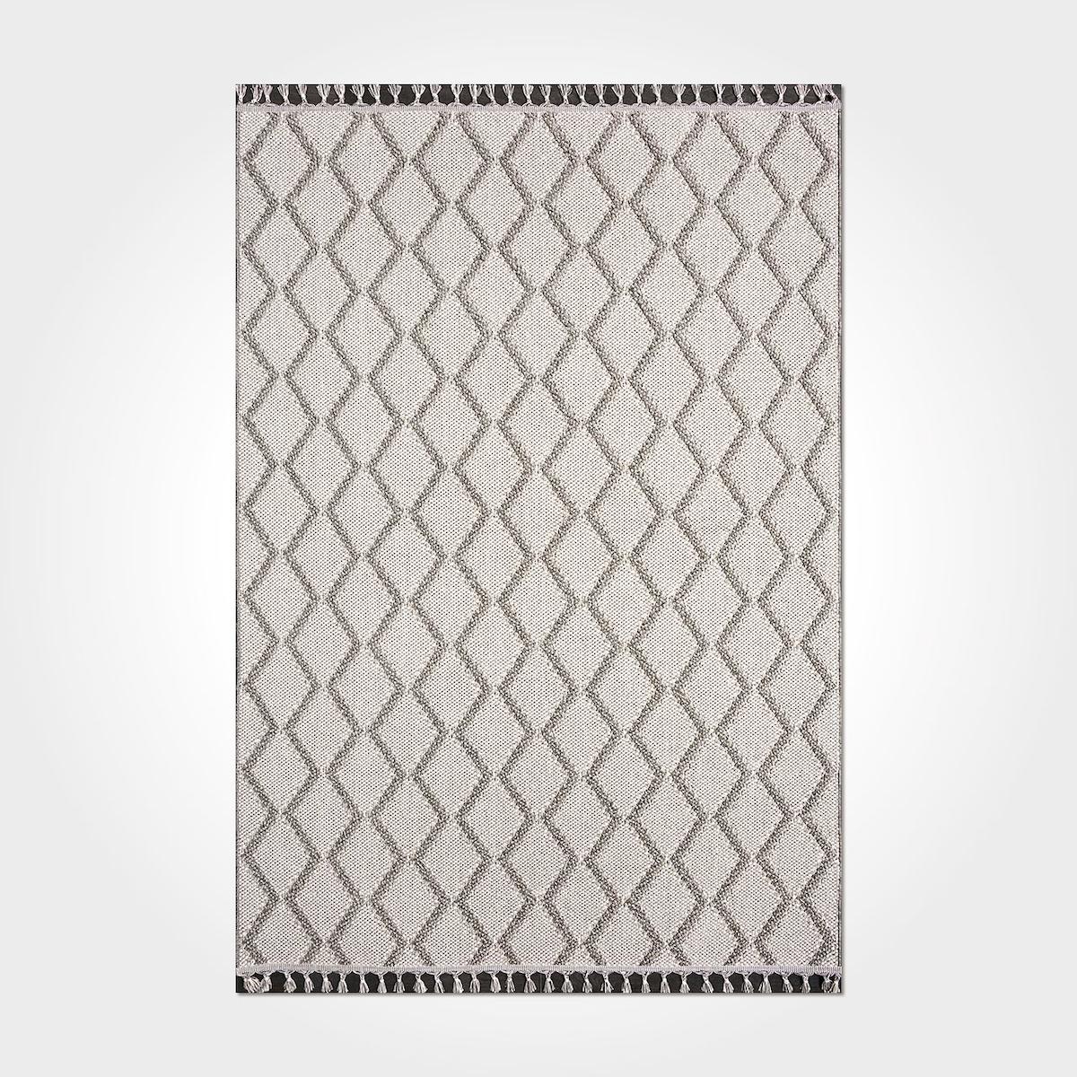 Crea Halı Nepal 9963N Krem 7 mm Polipropilen Toz Tutmaz Yıkanabilir Orta Geometrik Dikdörtgen Makine Dokuma Salon Halısı 100x250 cm