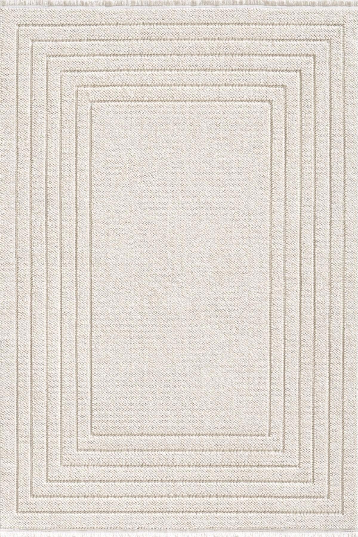 Royal Halı Loopy Krem Polyester Toz Tutmaz Yıkanabilir Kalın Kaymaz Lateks Taban Dikdörtgen Makine Dokuma Salon Halısı 160x230 cm
