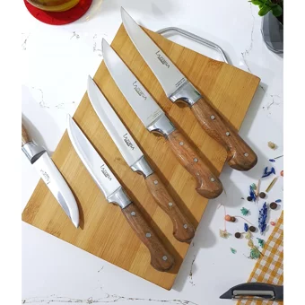 Lazbisa Hand Craft 6 Parça Mutfak Bıçak Seti Stant Et Ekmek Sebze Meyve Bıçak
