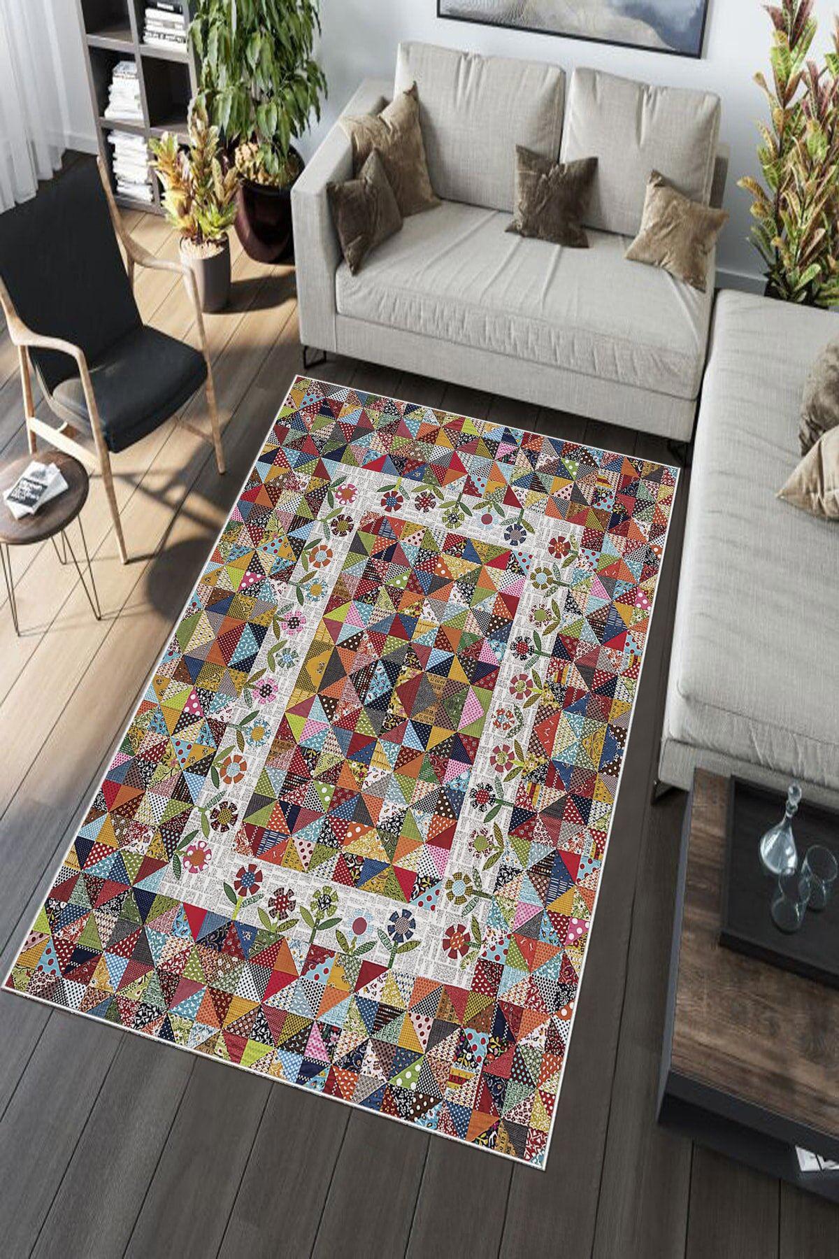 Aldora A146 Krem 9 mm Deri Yıkanabilir İnce Kaymaz Suni Deri Taban Dikdörtgen Makine Dokuma Salon Halısı 100x150 cm