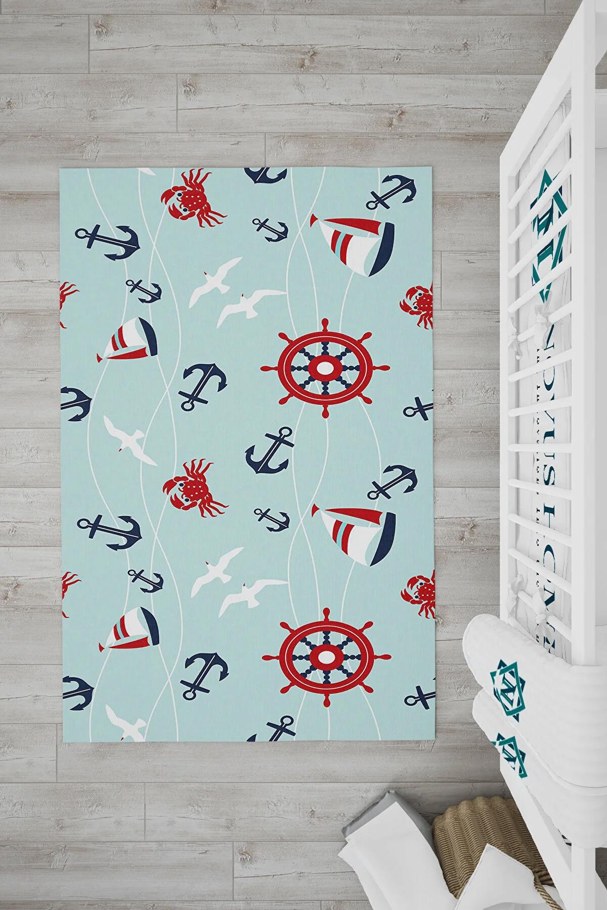 Novus Home Punto Serisi Çok Renkli 7 mm Polyester Antibakteriyel-Toz Tutmaz-Yalıtıma Yardımcı Yıkanabilir İnce Kaymaz Taban Dikdörtgen Makine Dokuma Çocuk Odası Halısı 100x300 cm