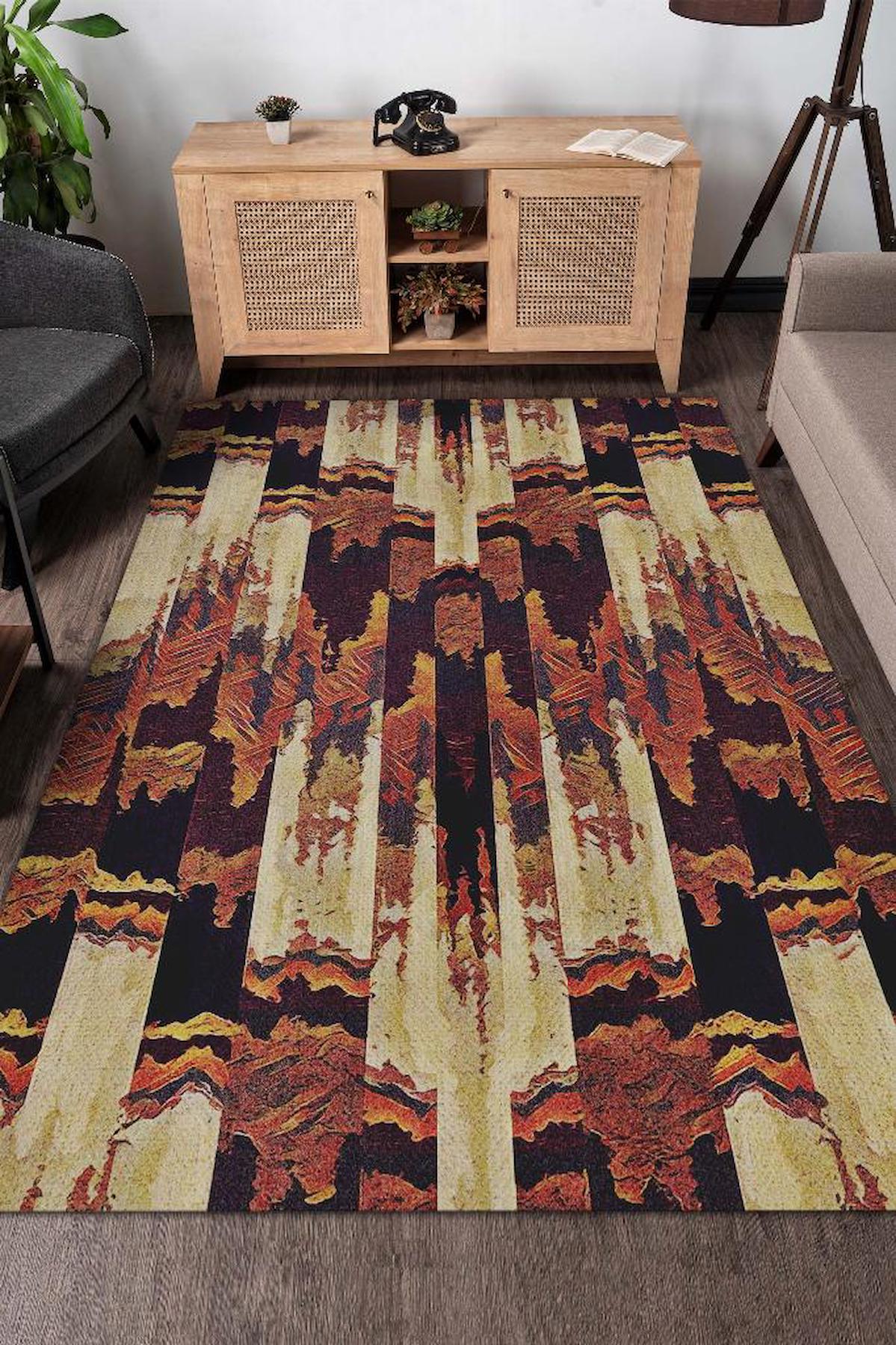 Homshtag Bozuk Vadi Krem 4 mm Pamuk Antistatik Yıkanabilir İnce Kaymaz Dikdörtgen Makine Dokuma Salon Halısı 120x180 cm