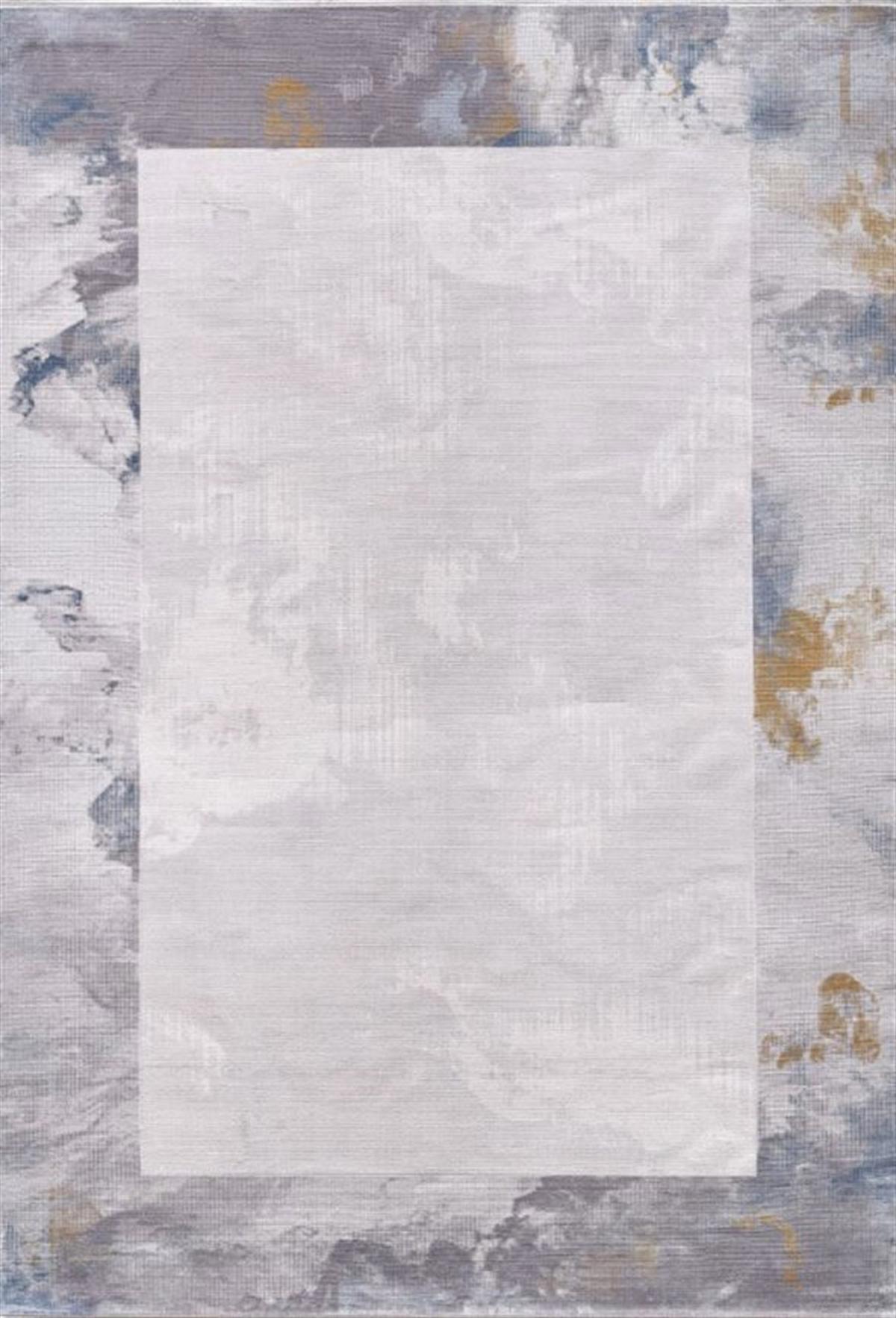 Artemis Halı Couture 0891A Beyaz-Mavi 7 mm Akrilik Yıkanabilir İnce Kaymaz Jüt Taban Dikdörtgen Makine Dokuma Salon Halısı 120x180 cm