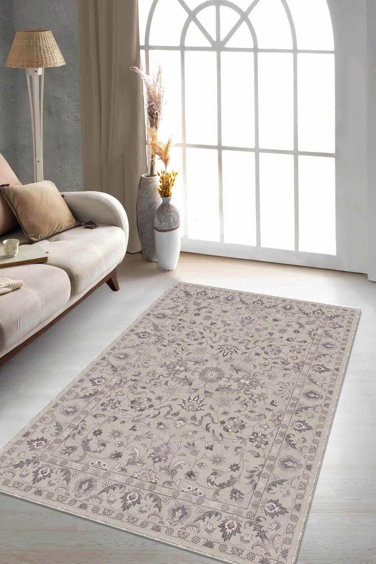 Viva Home RV296 Çok Renkli 7 mm Mikropolyester Toz Tutmaz Yıkanabilir İnce Kaymaz Taban Dikdörtgen Makine Dokuma Antre-Oturma Odası-Salon-Yatak Odası Halısı 120x170 cm