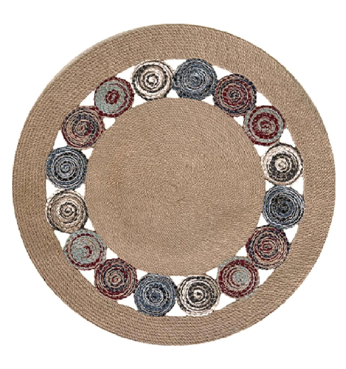 Eko Halı Patna PTN13 Krem 6 mm Akrilik Silinebilir Yıkanabilir Orta Kaymaz Jüt Taban Yuvarlak Makine Dokuma Oturma Odası-Salon Halısı 200x290 cm