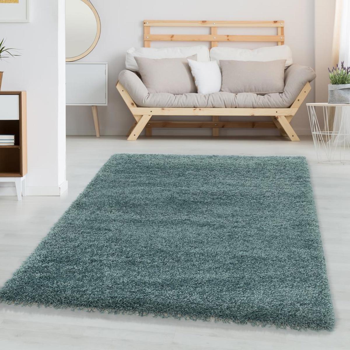 Carpettex Mavi 30 mm Polipropilen Antibakteriyel Yıkanabilir Kalın Kaymaz Lateks Taban Dikdörtgen Makine Dokuma Salon Halısı 100x200 cm