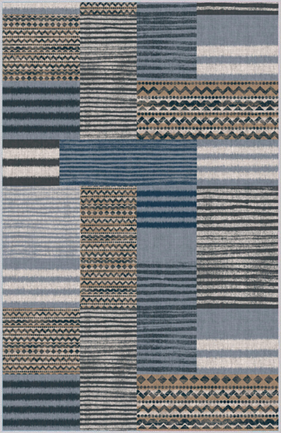 Rovigo Home RVG1336-HT177 Çok Renkli 8 mm Polyester Leke Tutmaz-Toz Tutmaz Yıkanabilir İnce Kaymaz Dot Taban Dikdörtgen Makine Dokuma Oturma Odası Halısı 100x200 cm