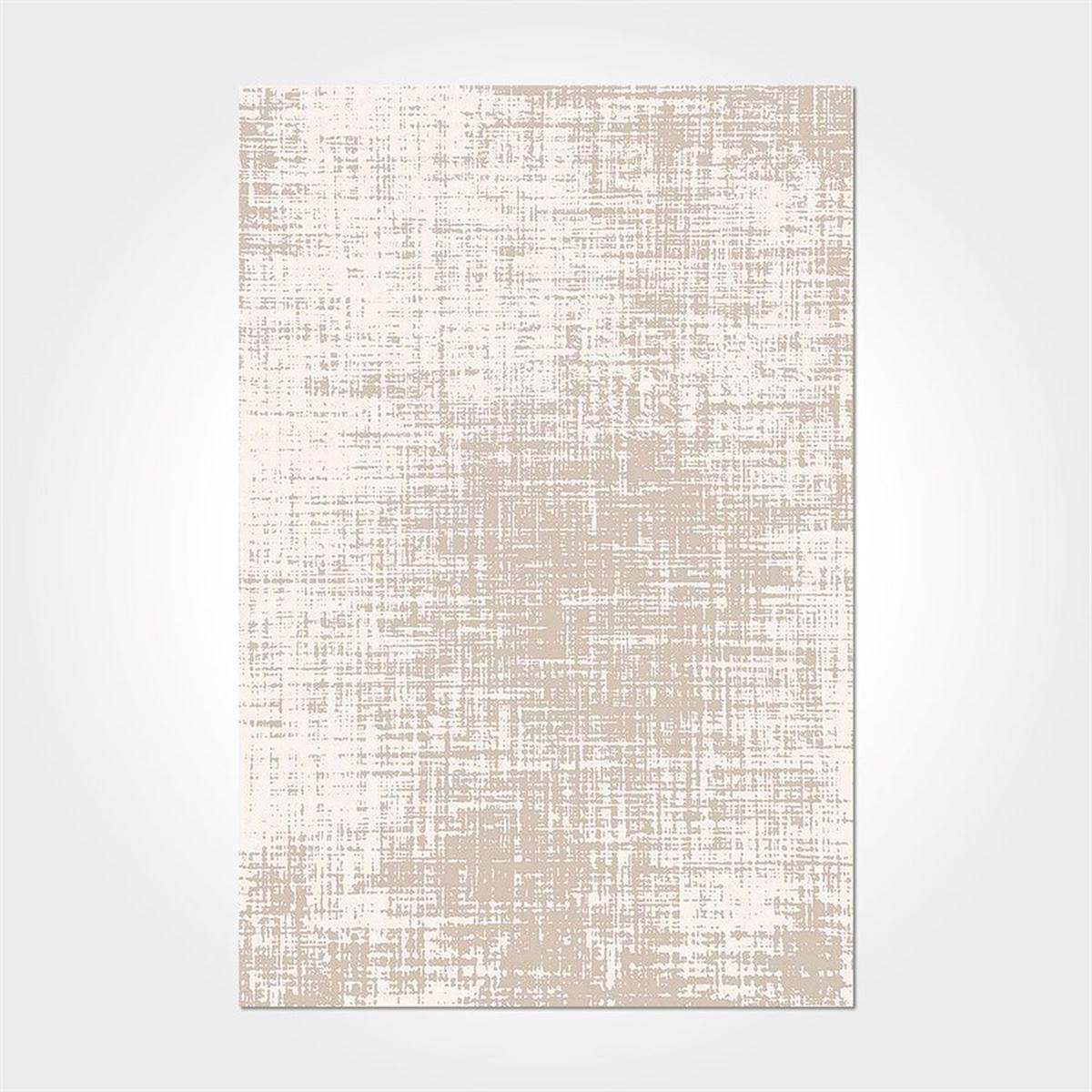 Crea Halı 2540PC Krem Pamuk-Polyester Yıkanabilir İnce Kaymaz Pamuk Taban Soyut Temalı Dikdörtgen Makine Dokuma Salon Halısı 100x300 cm