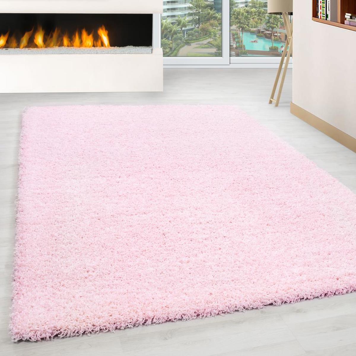 Red Halı Pembe 30 mm Polipropilen Toz Tutmaz Yıkanabilir Kalın Kaymaz Dikdörtgen Makine Dokuma Salon Halısı 100x300 cm