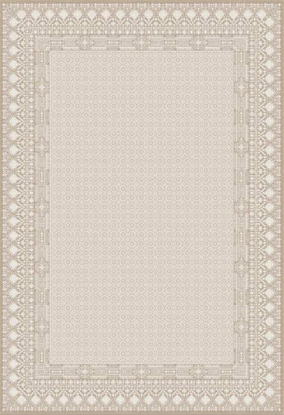 Elexsus Sumatra 3433 Krem 8 mm Viskon Silinebilir Yıkanabilir Orta Kaymaz Dikdörtgen Makine Dokuma Oturma Odası-Salon Halısı 80x150 cm