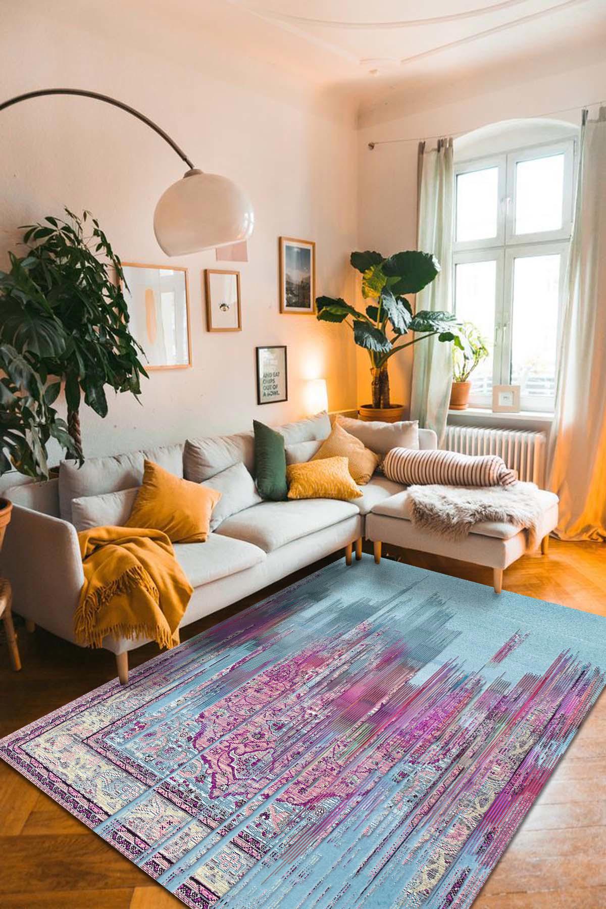 İlyaki Home Lacey Krem 0.8 mm Pamuk Antibakteriyel Yıkanabilir İnce Kaymaz Dot Taban Dikdörtgen Makine Dokuma Salon Halısı 200x1450 cm