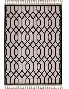Foneks 9236A Siyah 8 mm Akrilik Silinebilir Yıkanabilir Kaymaz Dikdörtgen Makine Dokuma Salon Halısı 80x150 cm