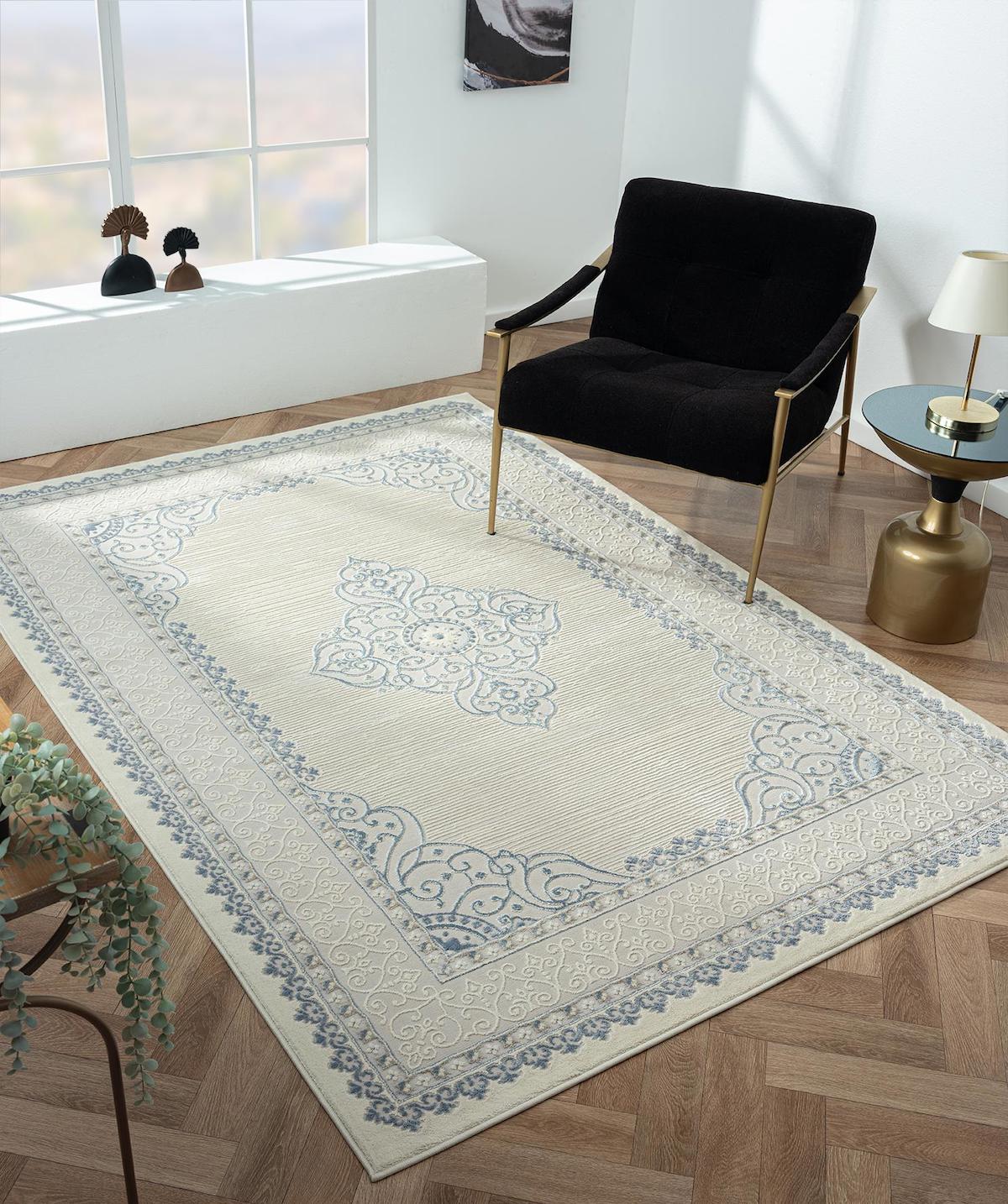 Home Dream Krem 10 mm Polipropilen Solma Yapmaz Yıkanabilir Orta Kaymaz Jüt Taban Dikdörtgen Makine Dokuma Yatak Odası Halısı 200x200 cm