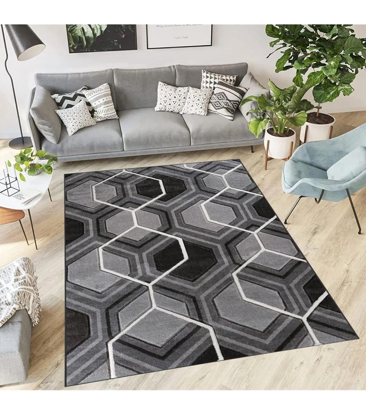 Rovigo Home RVG0563 Çok Renkli 8 mm Polyester Antibakteriyel-Leke Tutmaz-Toz Tutmaz Yıkanabilir İnce Kaymaz Dot Taban Dikdörtgen Makine Dokuma Salon Halısı 120x180 cm