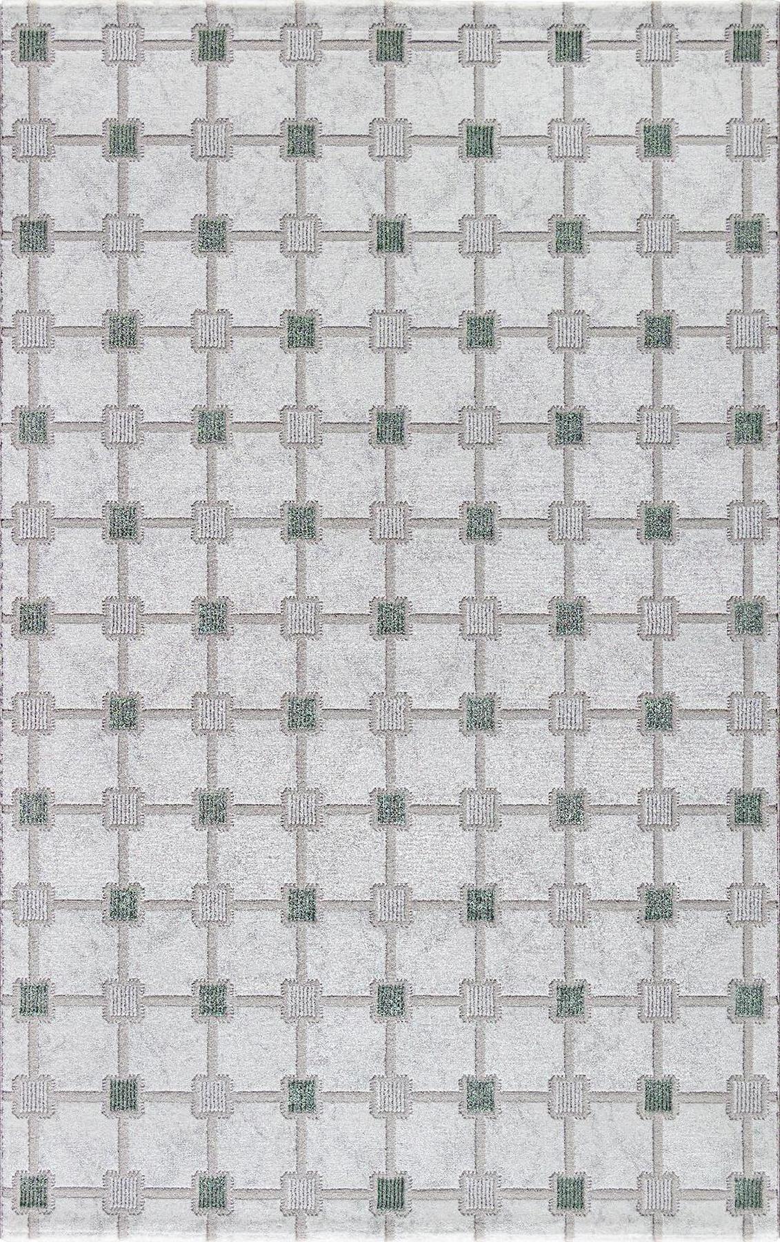 Padişah Vera 61283 Yeşil 9 mm Polyester Toz Tutmaz Yıkanabilir İnce Kaymaz Dikdörtgen Makine Dokuma Salon Halısı 120x180 cm