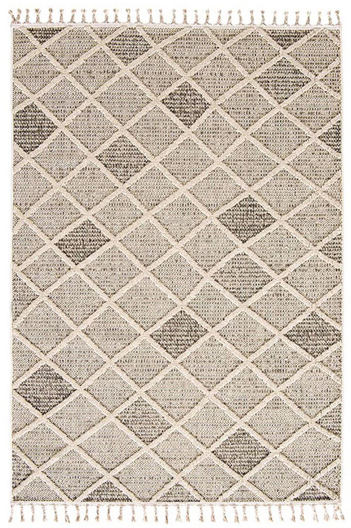 Enti Halı Bukle 1411 Krem 7 mm Polyester Toz Tutmaz Yıkanabilir Orta Dikdörtgen Makine Dokuma Salon Halısı 80x500 cm