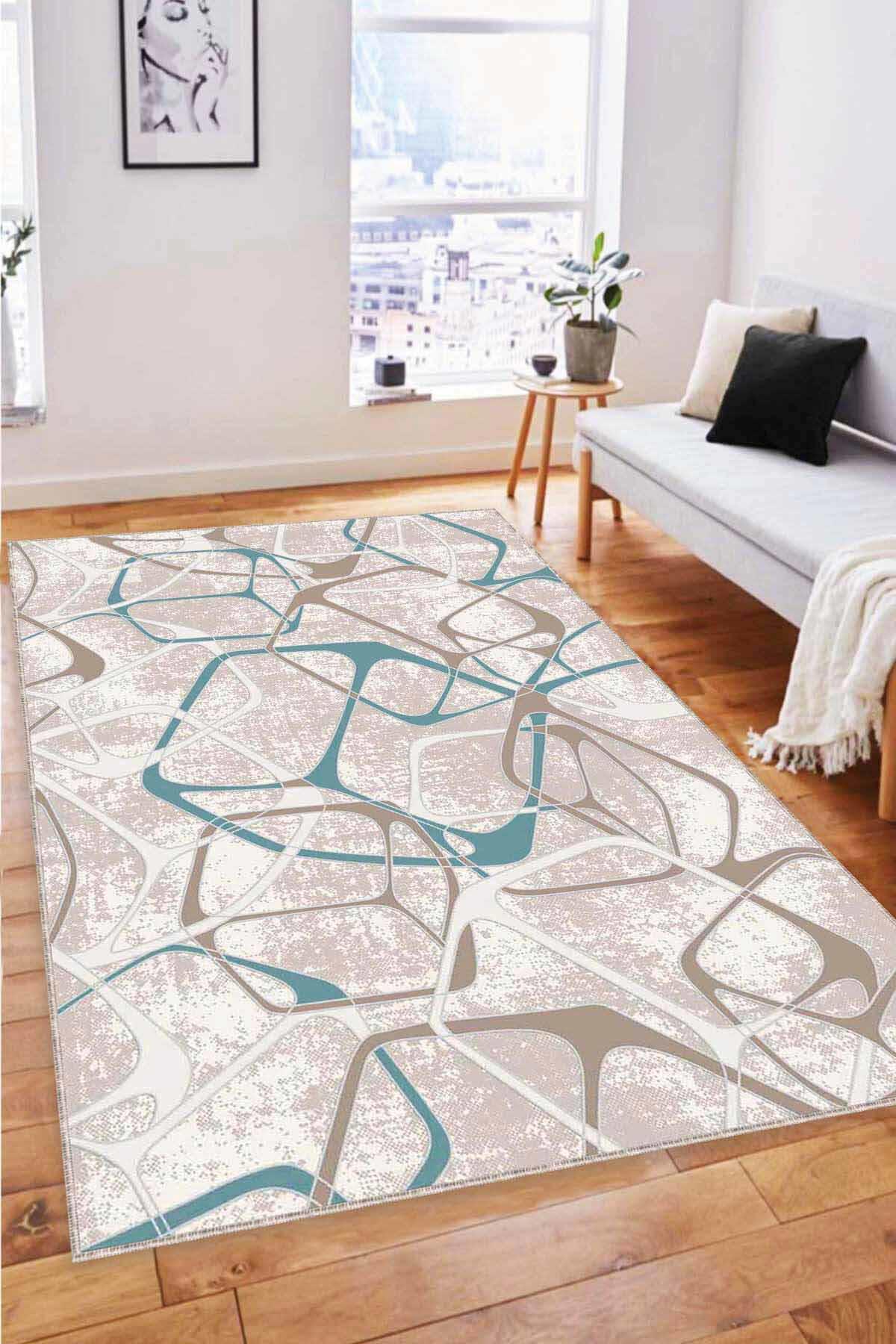Viva Home LK008 Çok Renkli 7 mm Mikropolyester Koku Yapmaz-Leke Tutmaz-Toz Tutmaz Yıkanabilir İnce Kaymaz Dot Taban Dikdörtgen Makine Dokuma Antre-Oturma Odası-Salon-Yatak Odası Halısı 120x200 cm