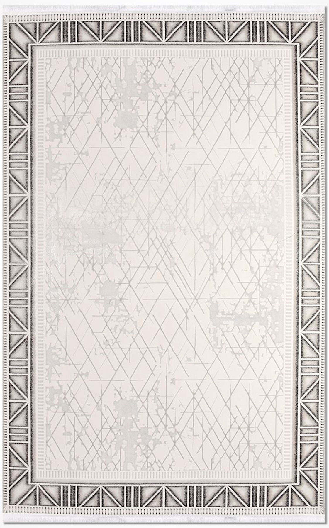 İpek Mekik Halı Sihir 17357 Krem 6 mm Polyester Toz Tutmaz Yıkanabilir İnce Kaymaz Pamuk Taban Geometrik Dikdörtgen Makine Dokuma Antre-Çocuk Odası-Salon-Yatak Odası Halısı 200x290 cm