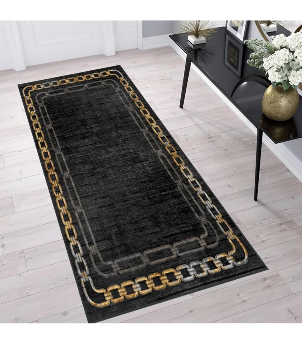 Rovigo Home RVG1377-HT901 Çok Renkli 8 mm Polyester Leke Tutmaz-Toz Tutmaz Yıkanabilir İnce Kaymaz Dot Taban Dikdörtgen Makine Dokuma Salon Halısı 120x180 cm