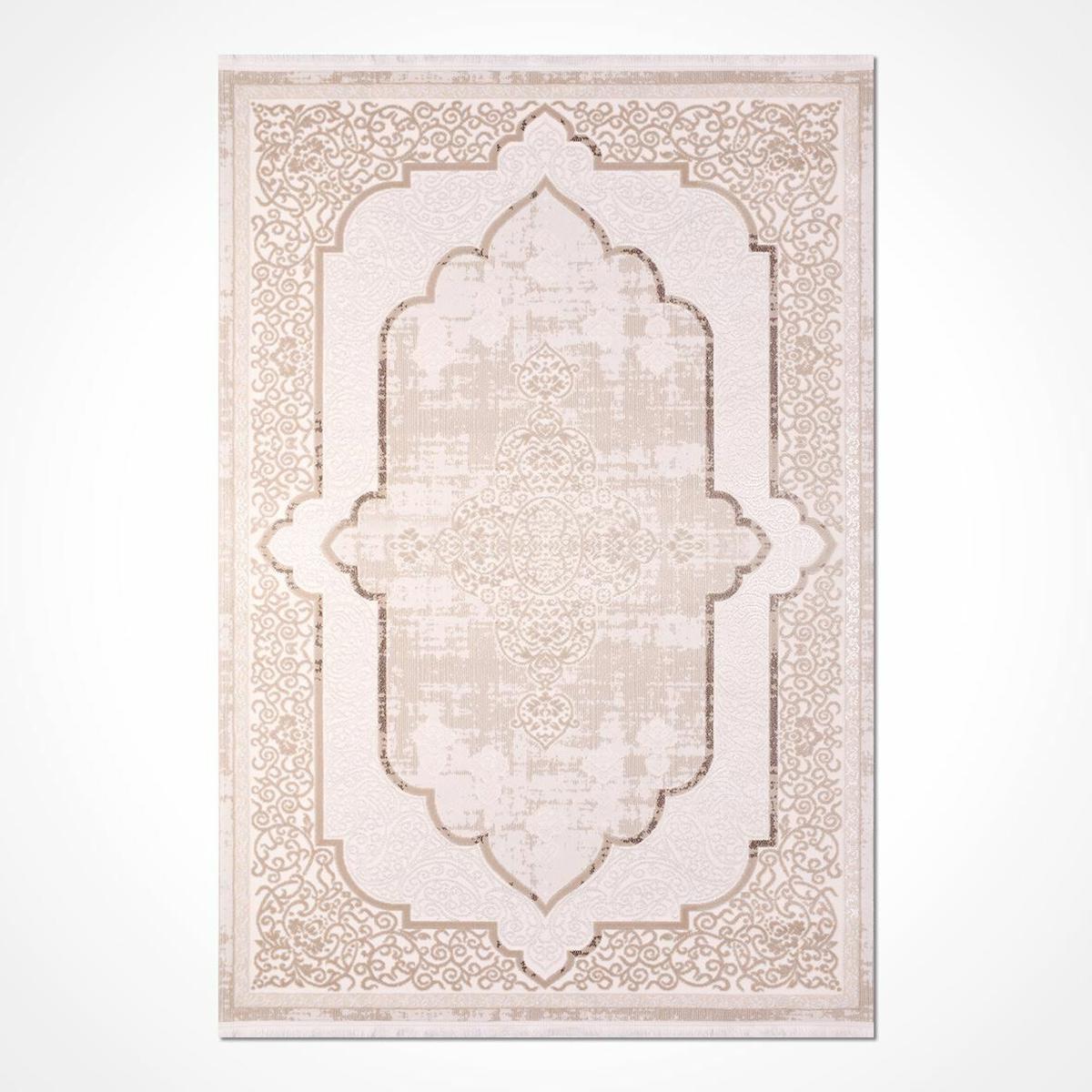 Crea Halı Filika 11304 Krem 8 mm Akrilik Toz Tutmaz Yıkanabilir İnce Dikdörtgen Makine Dokuma Salon Halısı 200x290 cm