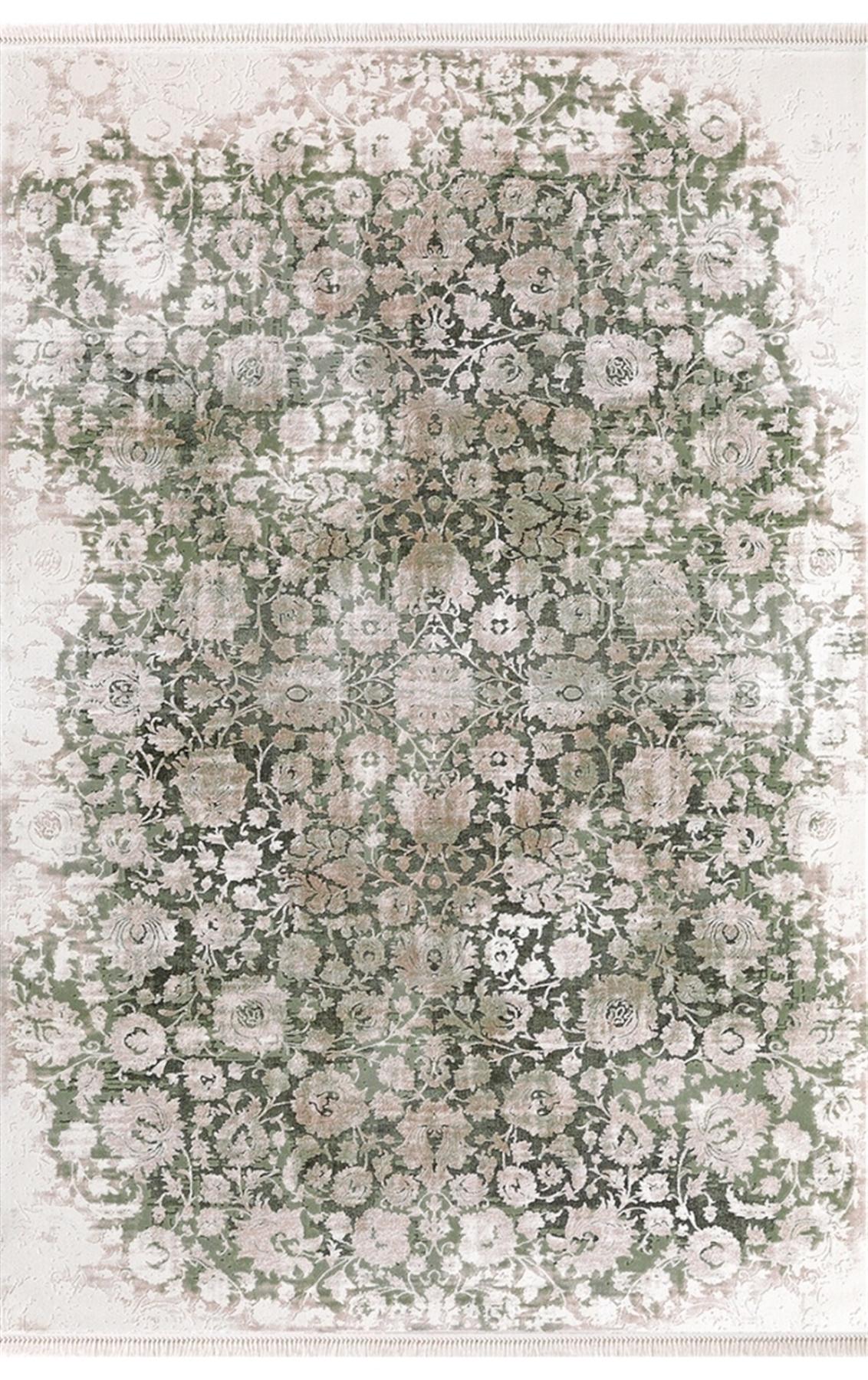 Padişah Santo 31880 Yeşil 10 mm Akrilik Yıkanabilir İnce Kaymaz Dikdörtgen Makine Dokuma Salon Halısı 100x200 cm