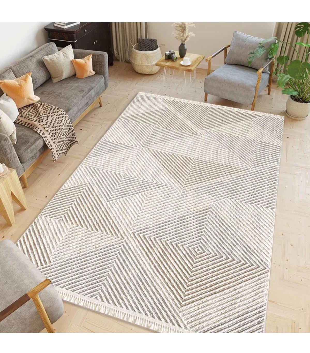 Royal Halı Loopy Çok Renkli Polyester Toz Tutmaz Yıkanabilir Kalın Kaymaz Lateks Taban Dikdörtgen Makine Dokuma Salon Halısı 80x300 cm