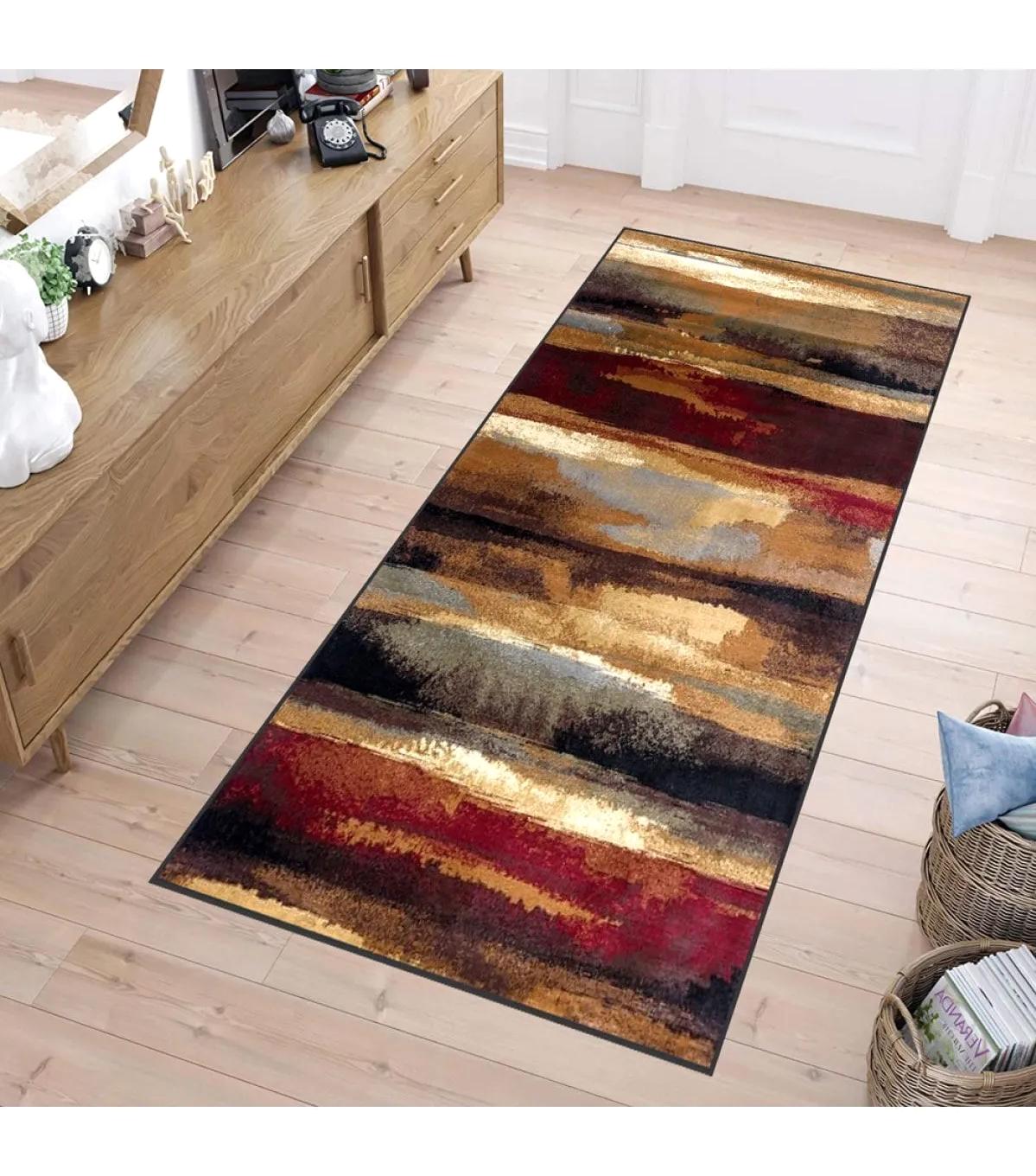 Rovigo Home RVG0258 Çok Renkli 8 mm Polyester Leke Tutmaz-Toz Tutmaz Yıkanabilir İnce Kaymaz Dot Taban Dikdörtgen Makine Dokuma Salon Halısı 100x200 cm