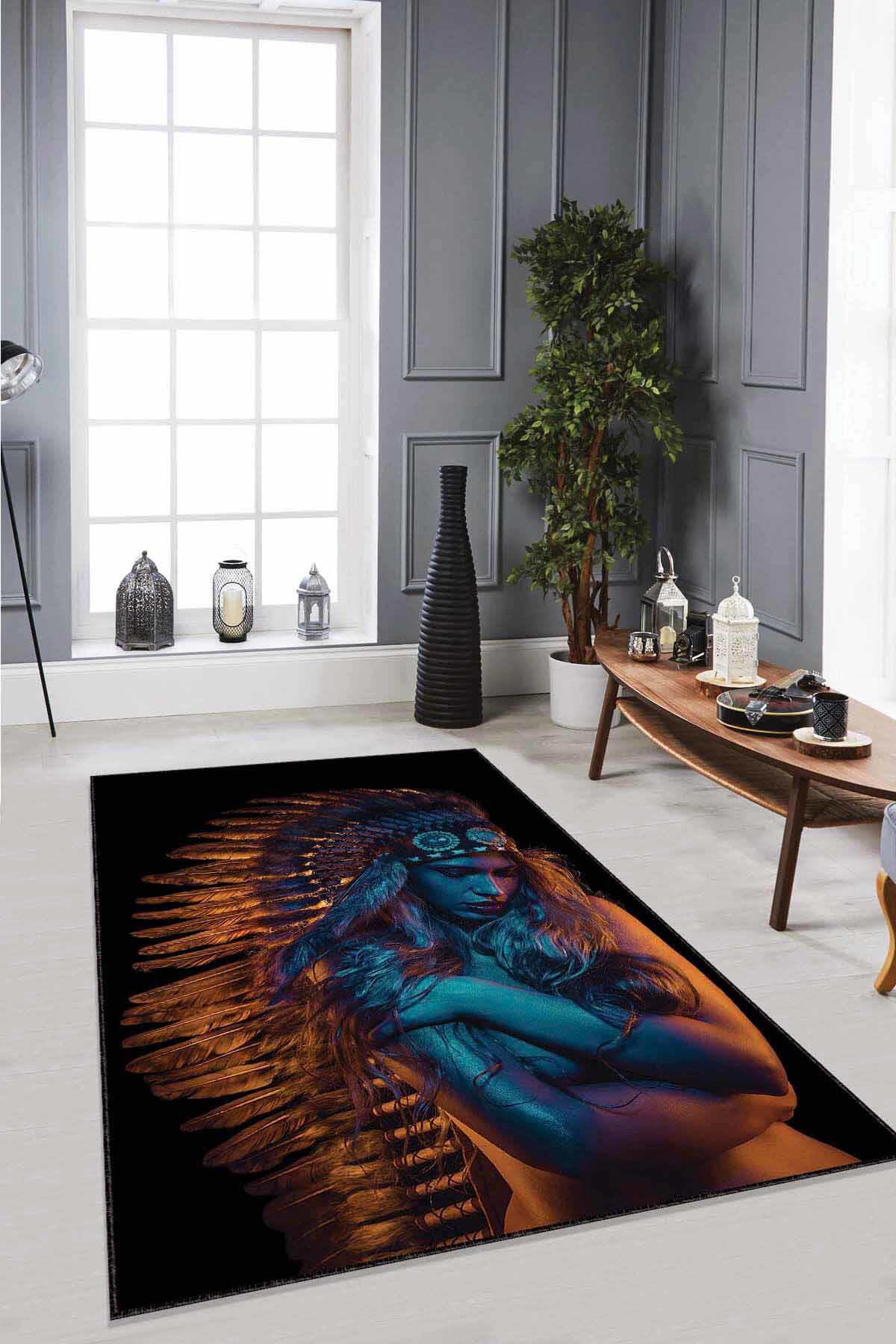 Viva Home RV330 Turuncu 7 mm Mikropolyester Koku Yapmaz-Leke Tutmaz-Toz Tutmaz Yıkanabilir İnce Kaymaz Dot Taban Dikdörtgen Makine Dokuma Çocuk Odası Halısı 150x250 cm