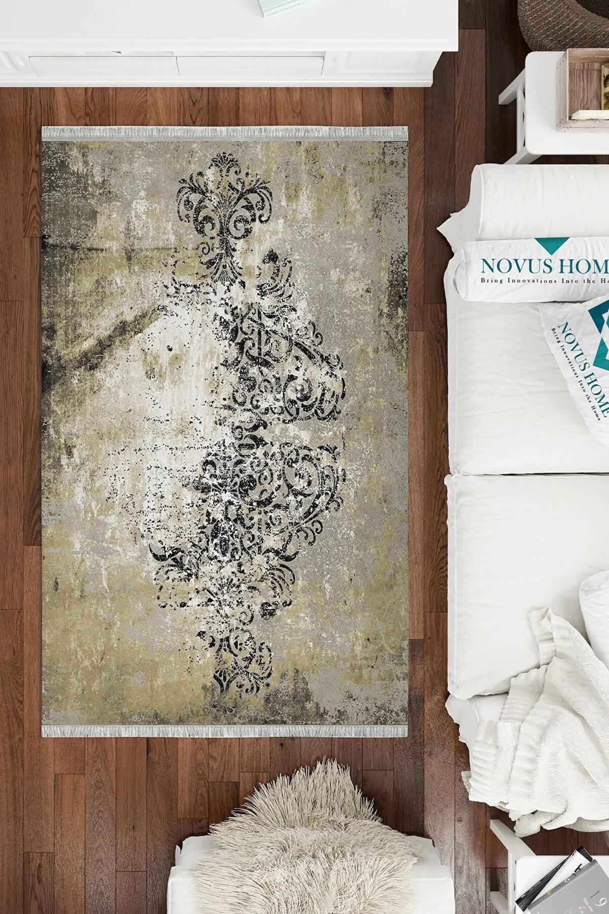 Novus Home Cotton Serisi Çok Renkli 5 mm Pamuk Antibakteriyel-Toz Tutmaz-Yalıtıma Yardımcı Yıkanabilir İnce Kaymaz Taban Dikdörtgen Makine Dokuma Antre-Salon-Yatak Odası Halısı 100x300 cm