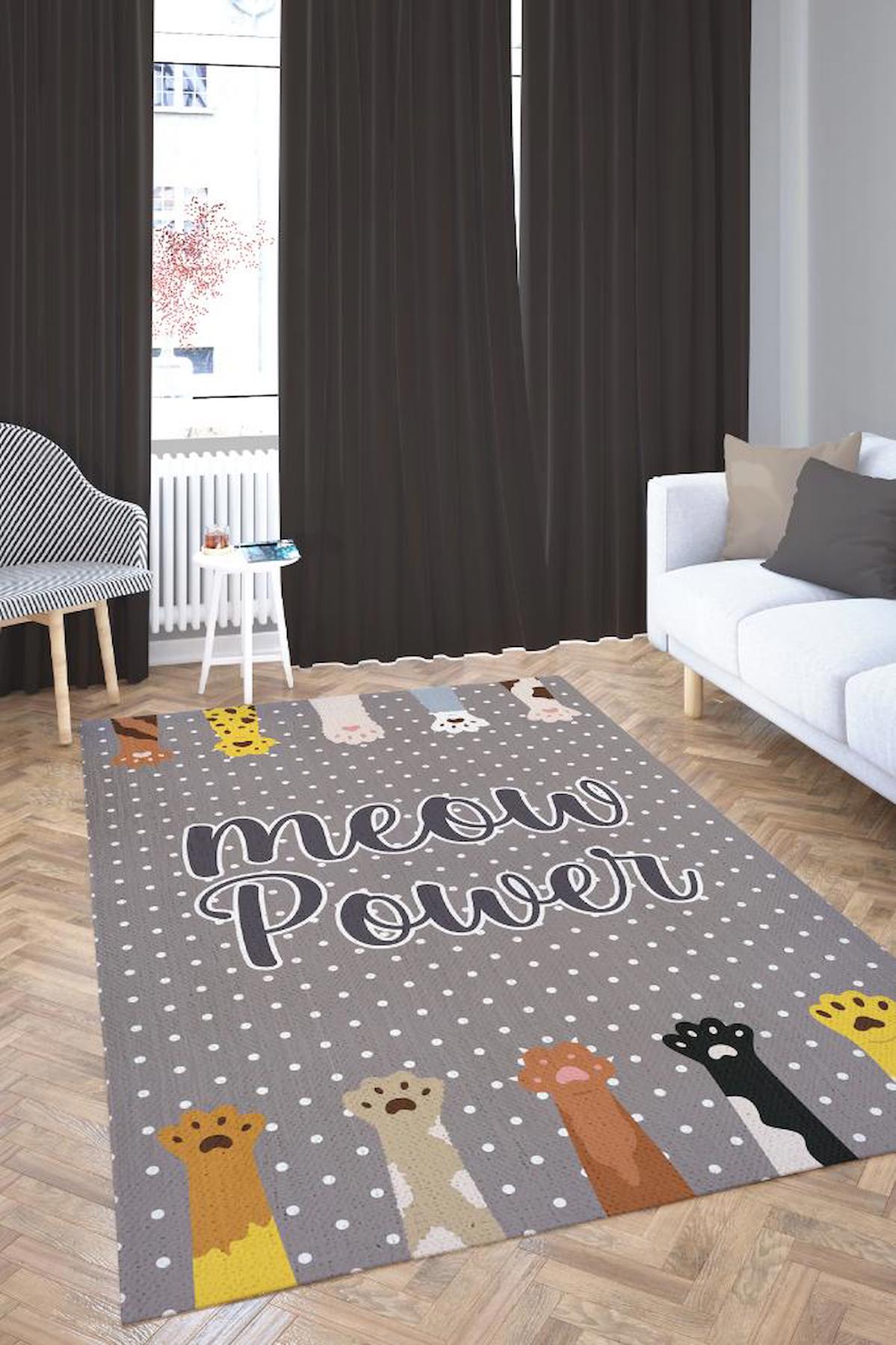 Homshtag Miyav Gücü Çok Renkli 4 mm Pamuk Antistatik Yıkanabilir İnce Kaymaz Dikdörtgen Makine Dokuma Çocuk Odası Halısı 100x200 cm