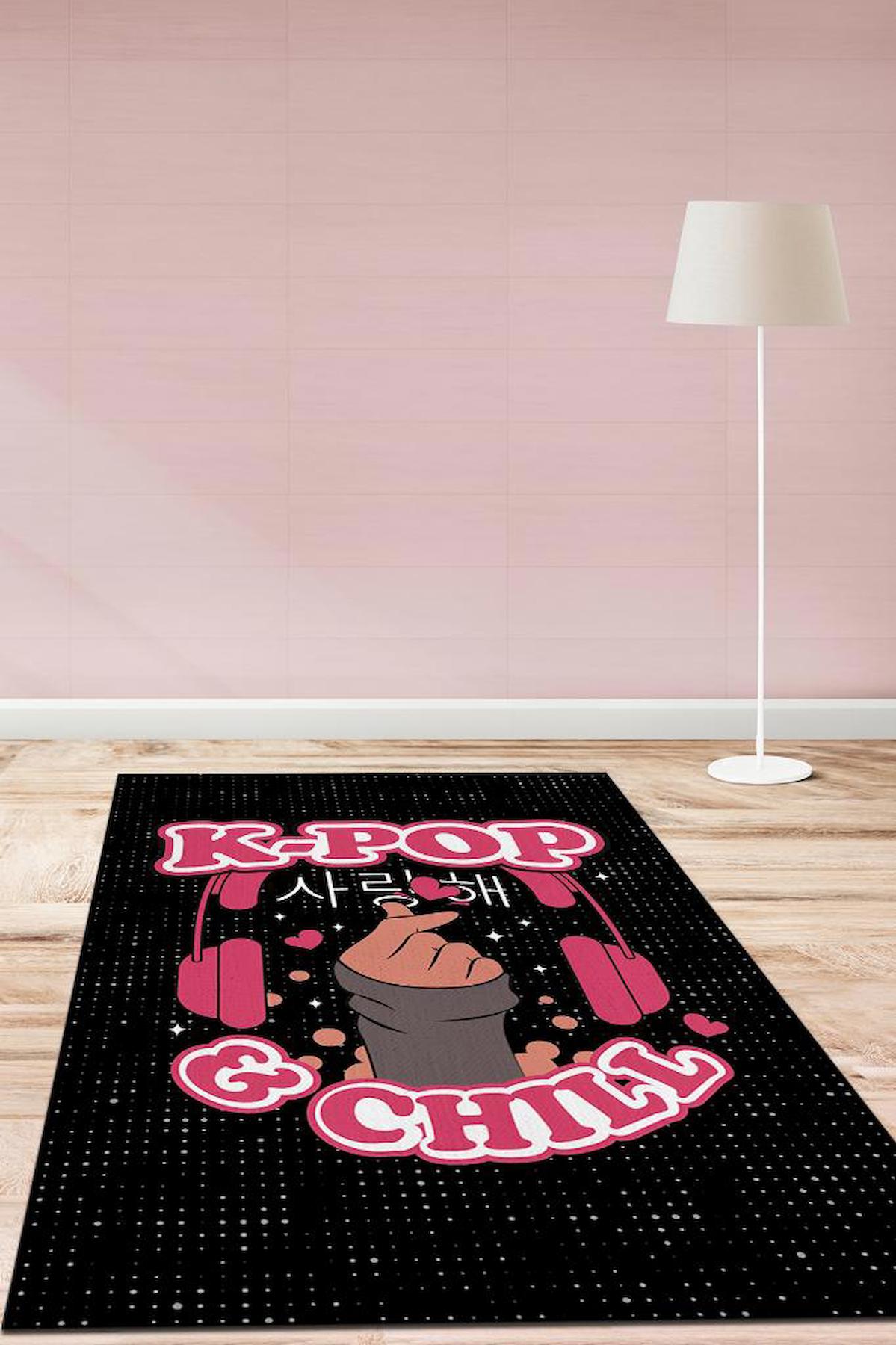 Homshtag K-Pop Çok Renkli 4 mm Pamuk Antistatik Yıkanabilir İnce Kaymaz Dikdörtgen Makine Dokuma Genç Odası Halısı 100x150 cm
