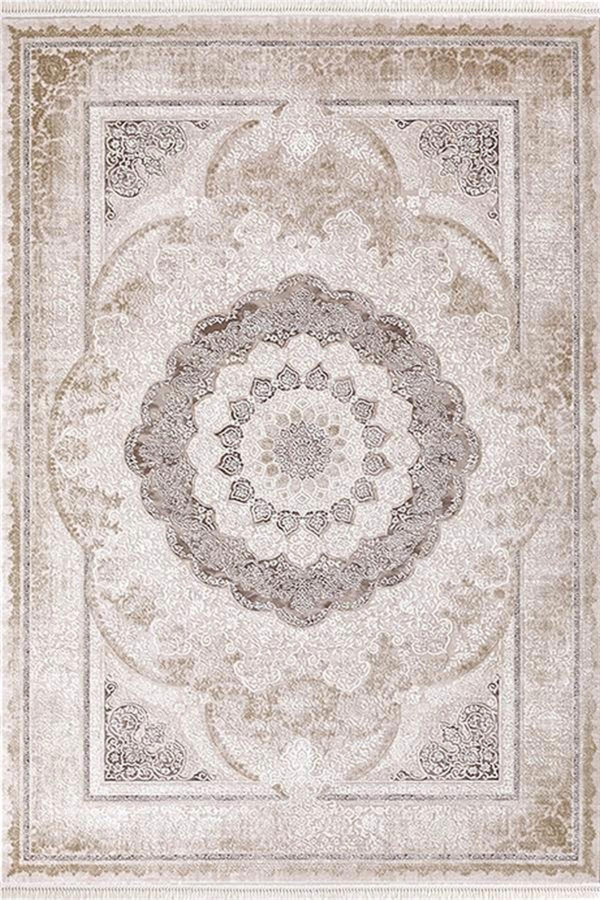 Efsane Halı Esmira 31892 Vizon 8 mm Akrilik Silinebilir Yıkanabilir Orta Kaymaz Dikdörtgen Makine Dokuma Oturma Odası Halısı 180x180 cm