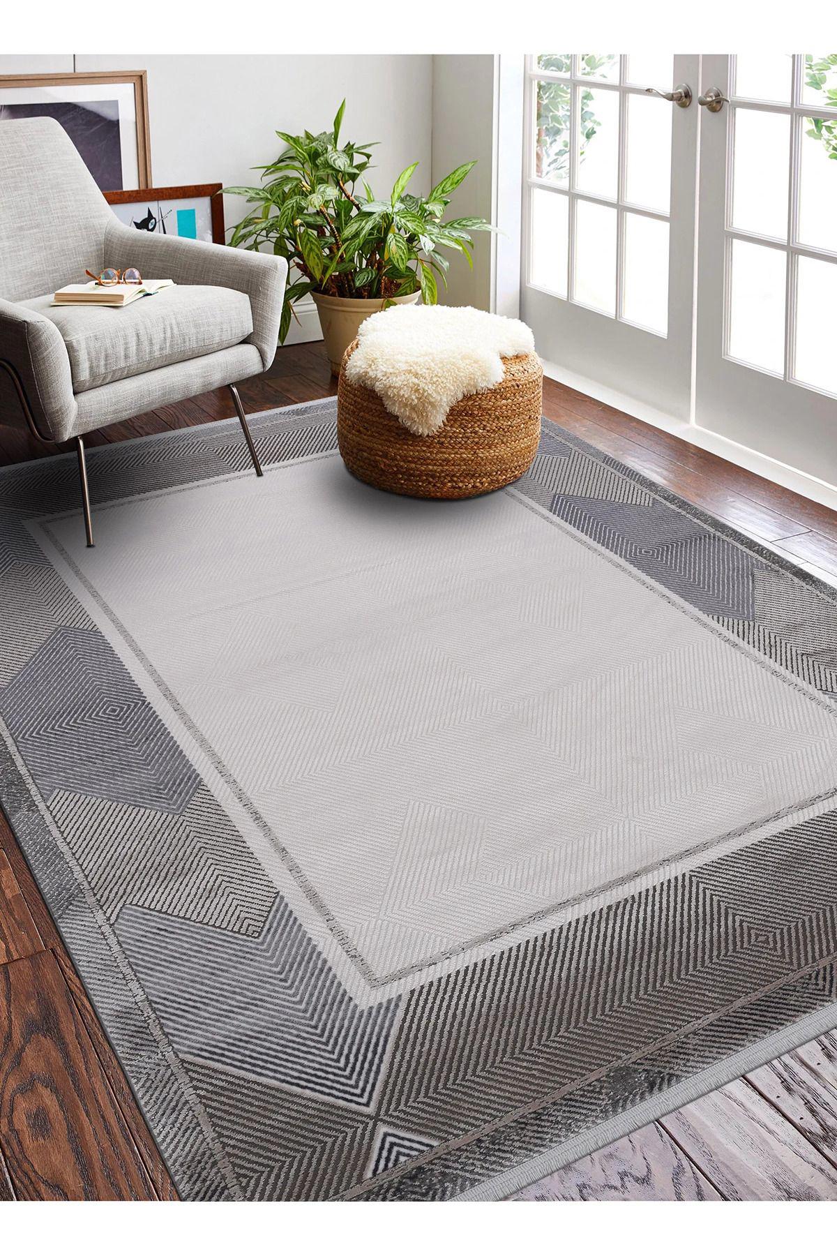Royal Halı Beyrut Çok Renkli 7 mm Viskon Antibakteriyel Yıkanabilir Kalın Kaymaz Lateks Taban Dikdörtgen Makine Dokuma Salon Halısı 80x300 cm