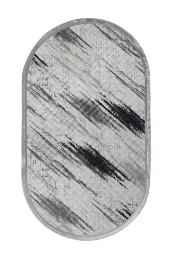 Dijidekor Siyah 20 mm Peluş Yıkanabilir Kaymaz Taban Elips Makine Dokuma Salon Halısı 180x180 cm