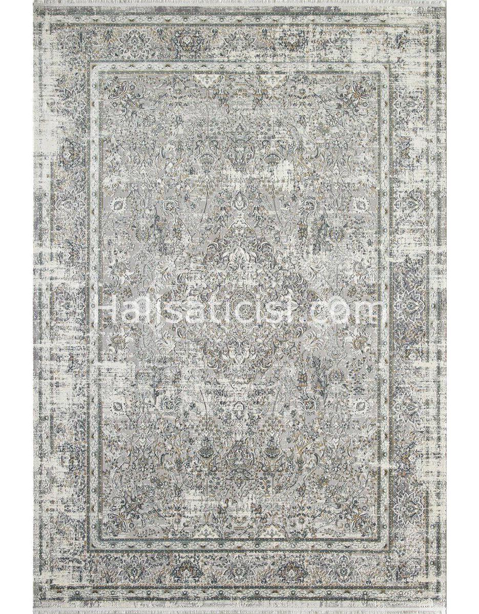 Gümüşsuyu İpekzade100 11380 Gri 8 mm Akrilik-Viskon Toz Tutmaz Yıkanabilir İnce Kaymaz Dikdörtgen Makine Dokuma Salon Halısı 200x290 cm